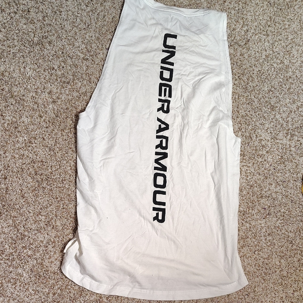 Under Armour White Tank with Black Logo